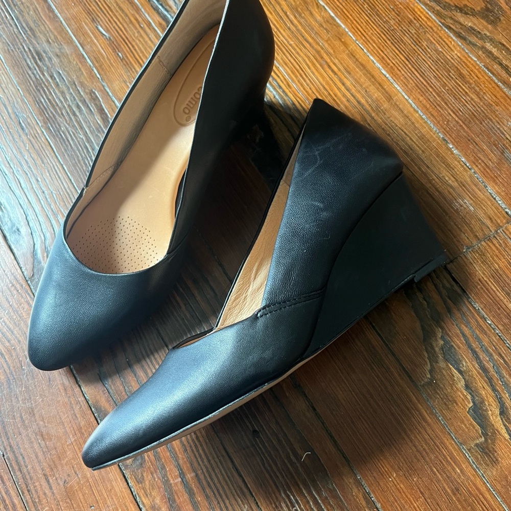 Corso Como Nelly  Black Leather Wedges - Picture 3 of 10